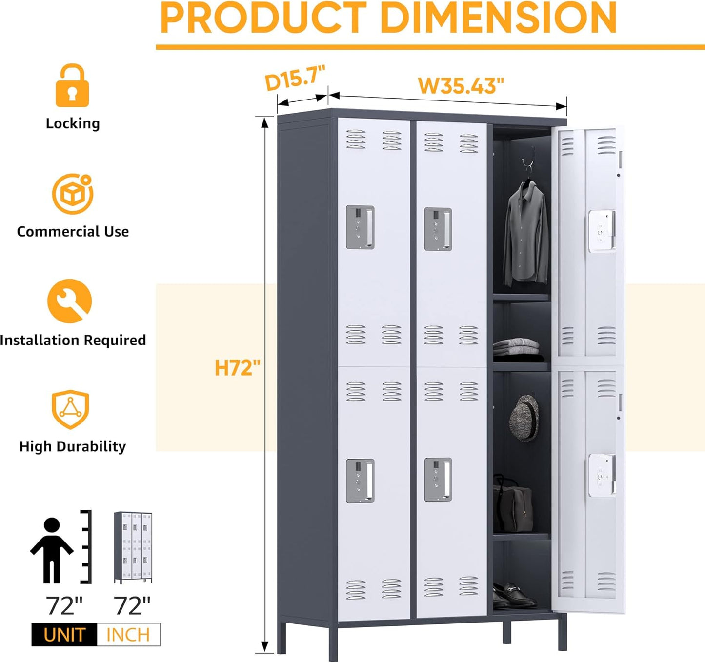 The "Guest-Ready" 6-Door Industrial Locker | Secure Multi-Guest Storage Cabinet