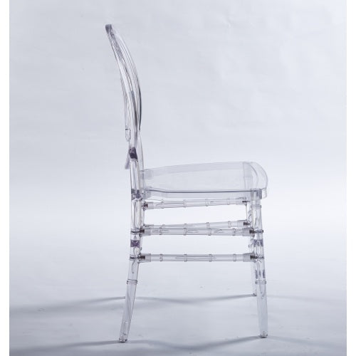 Modern Clear Acrylic Dining Chairs Set of 4 - Minimalist Ghost Style with Beaded Detail | Lightweight Stackable Seating for Dining Room, Kitchen or Airbnb