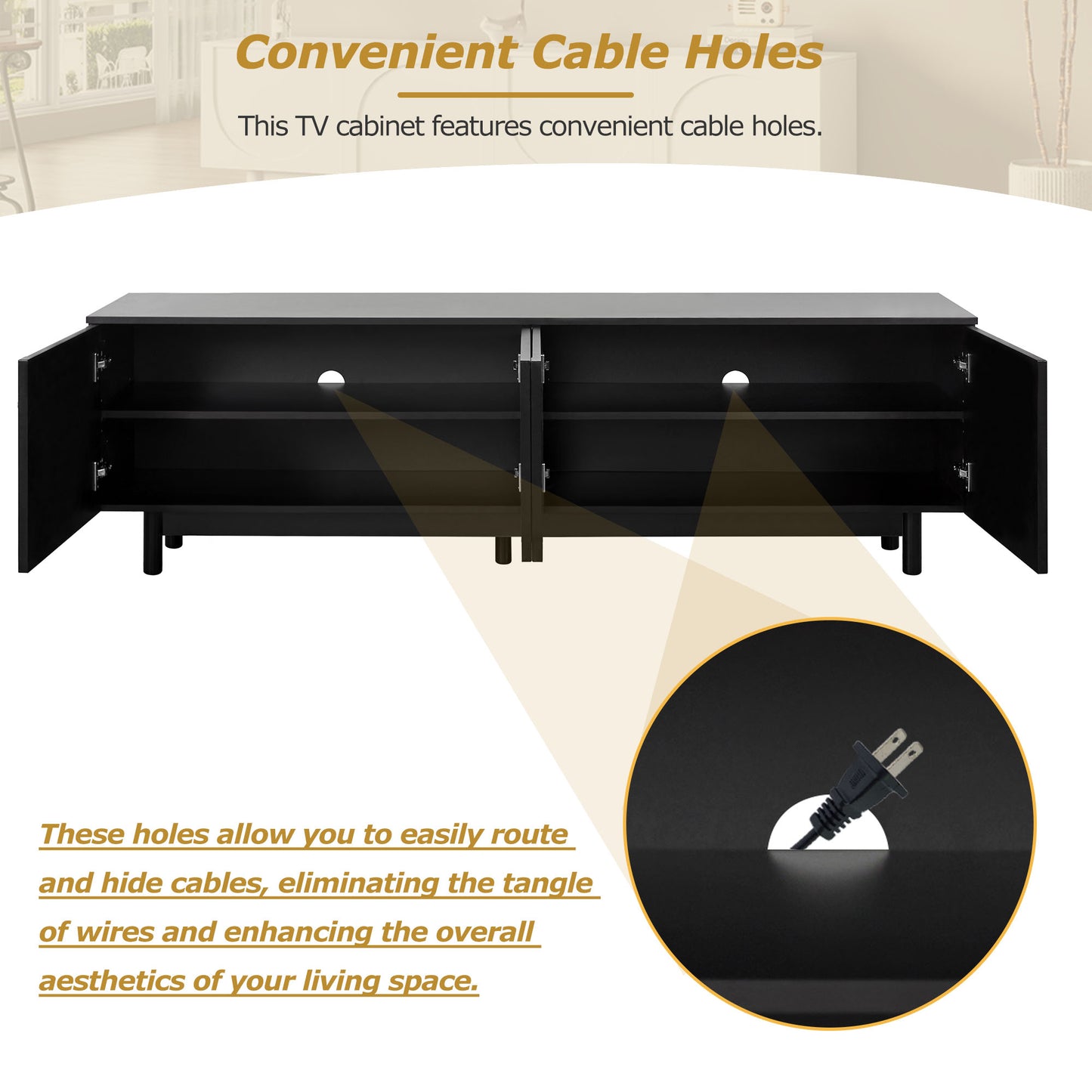 Modern Black TV Stand with Arch Doors - 70.8" Minimalist Entertainment Center for TVs up to 78"
