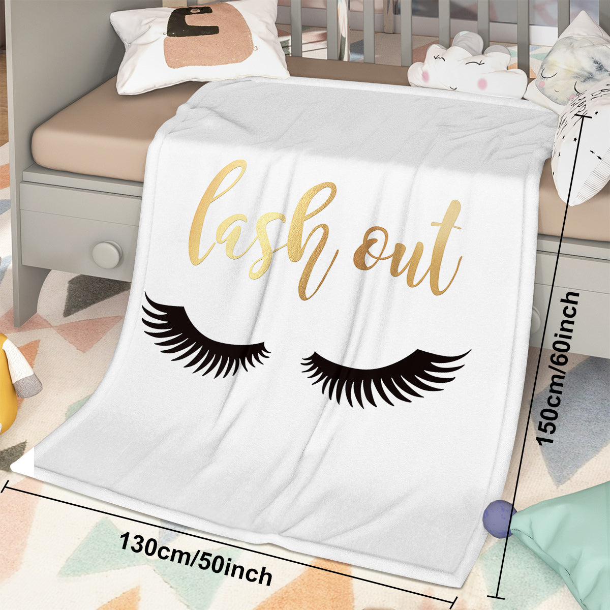 Lash Out Eyelash Sherpa Fleece Blanket - Soft Plush Throw (50x60 or 60x80)