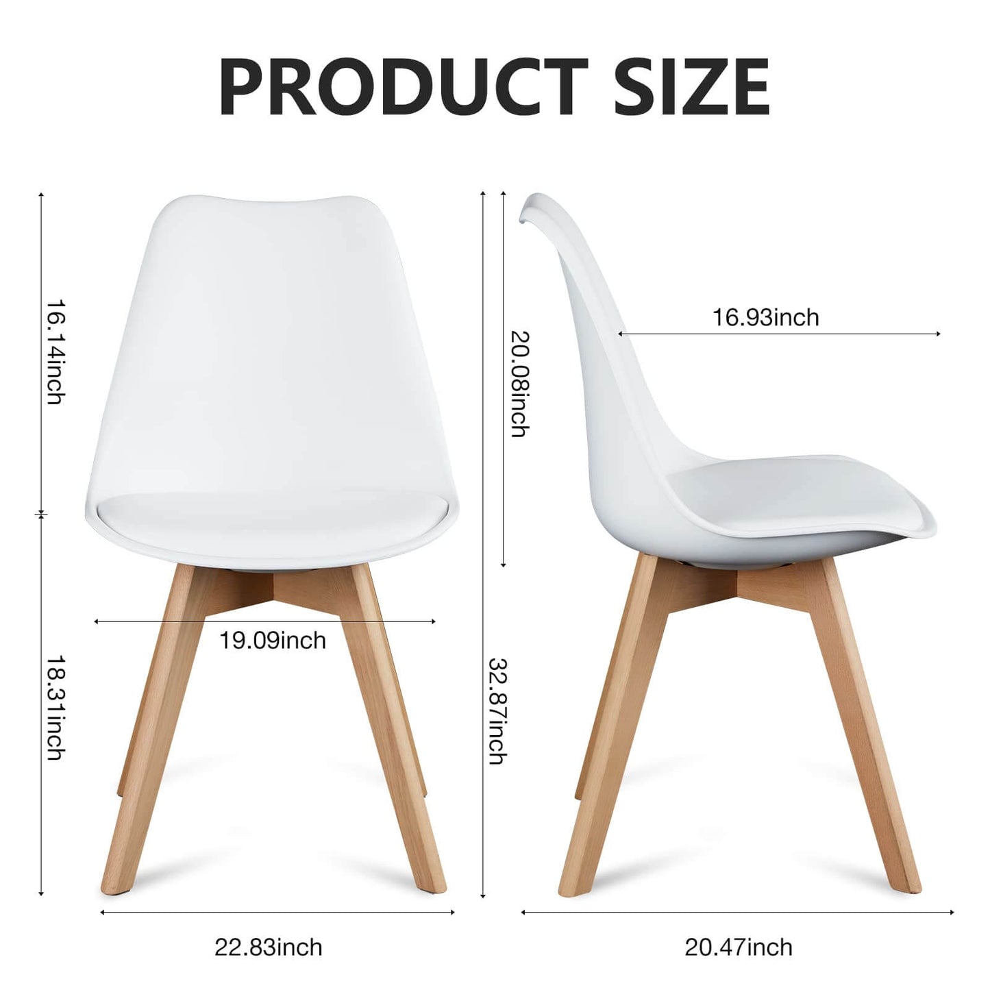 Modern PU Leather Dining Chairs Set of 4 - Upholstered Mid-Century Kitchen & Dining Room Chairs with Wood Legs