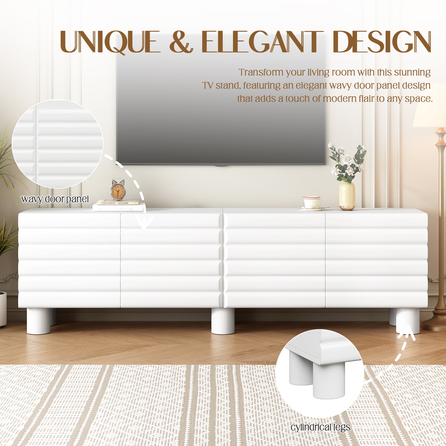 The "Cloud-Wave" 71" Luxury Media Console | Cream-Style Wavy Design with 595lb Ultra-Capacity