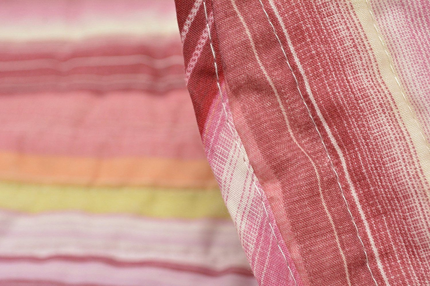 Boho Reversible Quilt Set - Vibrant Pink & Red Stripes
