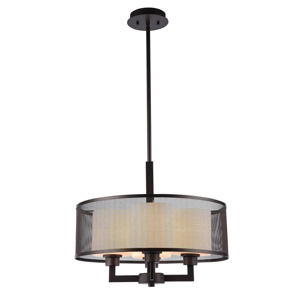 Audrey 19" Transitional 4-Light Pendant - Oil Rubbed Bronze with Mesh & Opal Glass