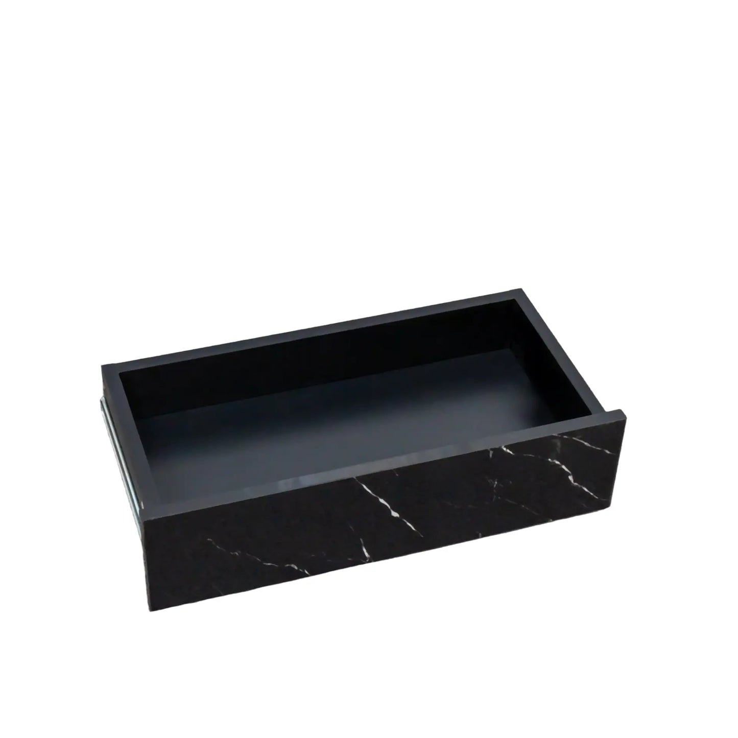 Modern Marble-Finish LED Coffee Table with Storage
