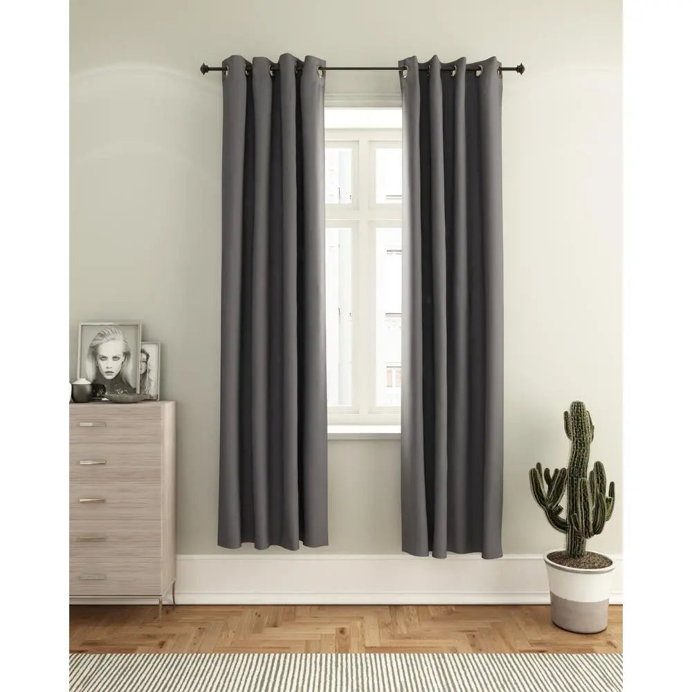 Furinno Collins 52x84 Thermal Blackout Curtain Panels – Set of 2, Dark Grey
