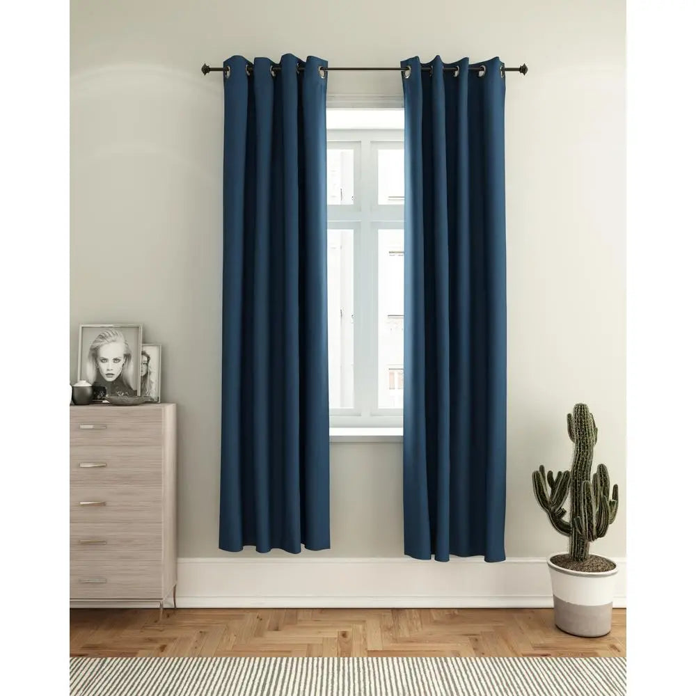 Furinno Collins 52x84 Thermal Blackout Curtain Panels – Set of 2, Dark Blue