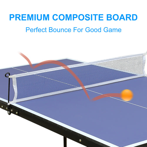 Portable Folding Ping Pong Table Set - Compact Indoor Table Tennis with Net & Paddles