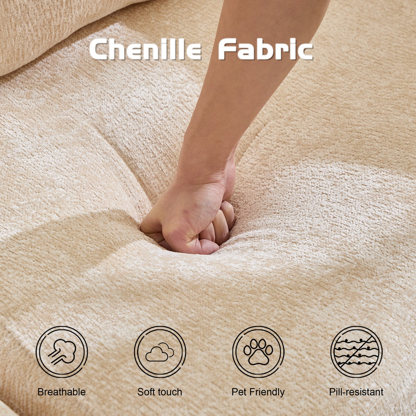 Convertible Floor Sofa Bed - Beige Modular Memory Foam Loung Couch (78" Sleeper)