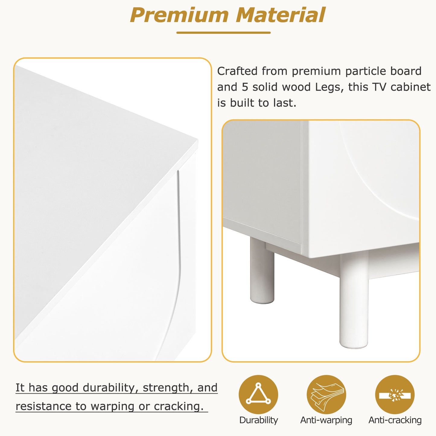 Modern White TV Stand with Arch Doors - 70.8" Minimalist Entertainment Center for TVs up to 78"