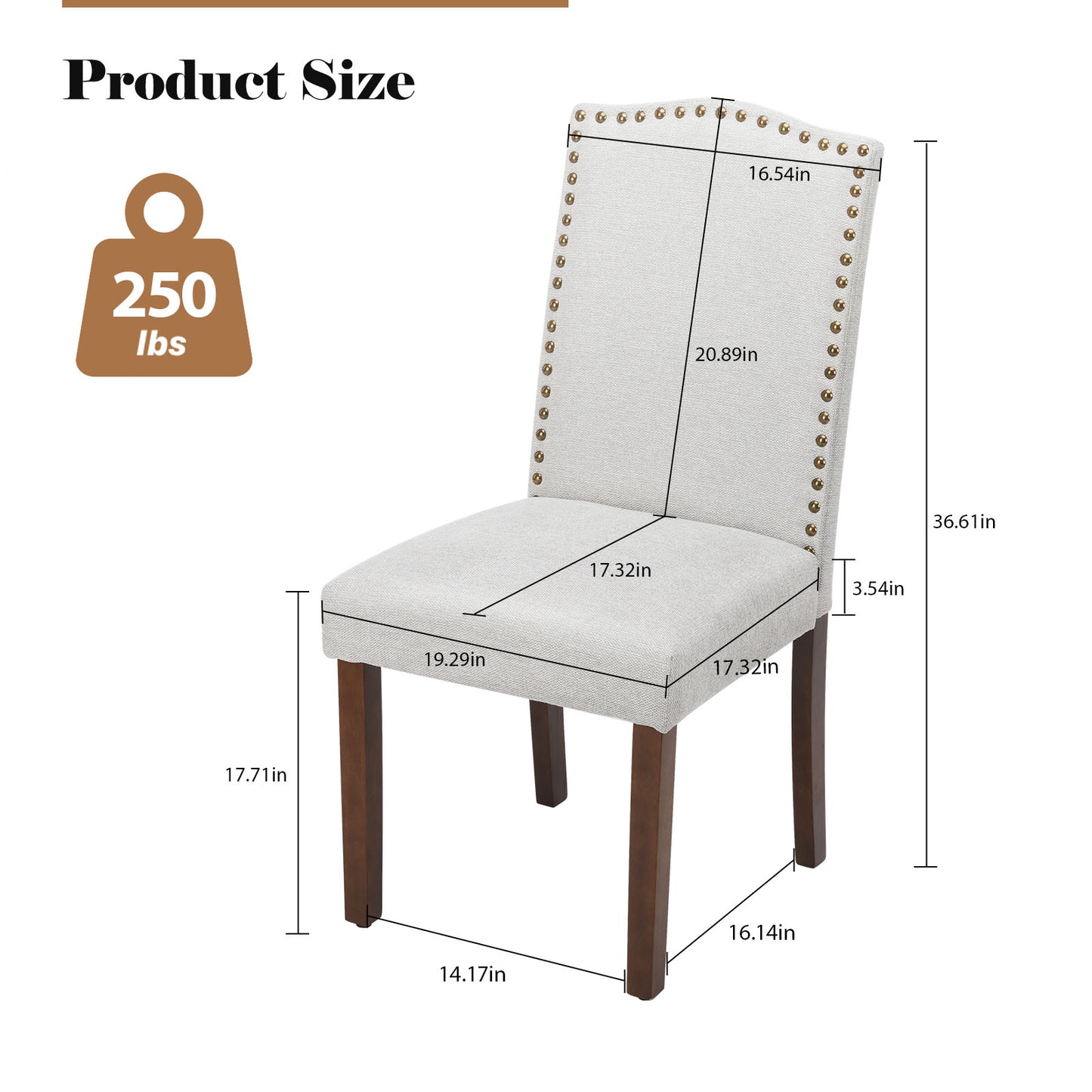 Wildflower Upholstered Dining Chairs (Set of 2) | Modern Linen Fabric with Nailhead Trim & Wood Legs