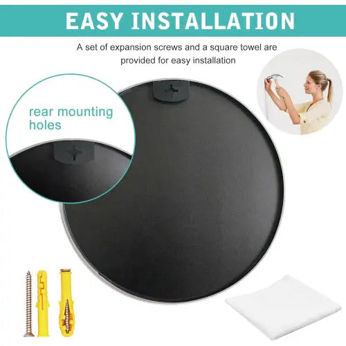 30" Modern Round Wall Mirror – Matte Black Aluminum Frame