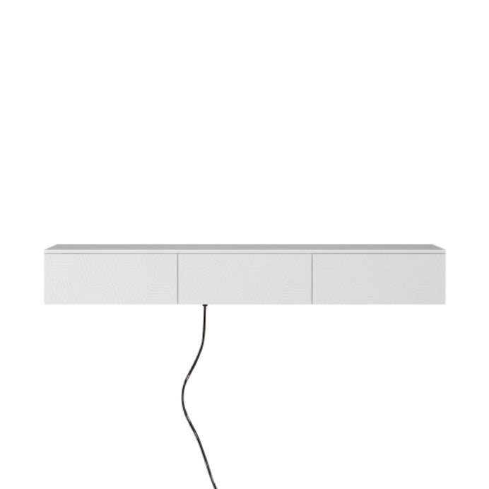 Floating LED TV Stand | 67" Wall Mounted Entertainment Center with Storage & Color Changing Lights (White)