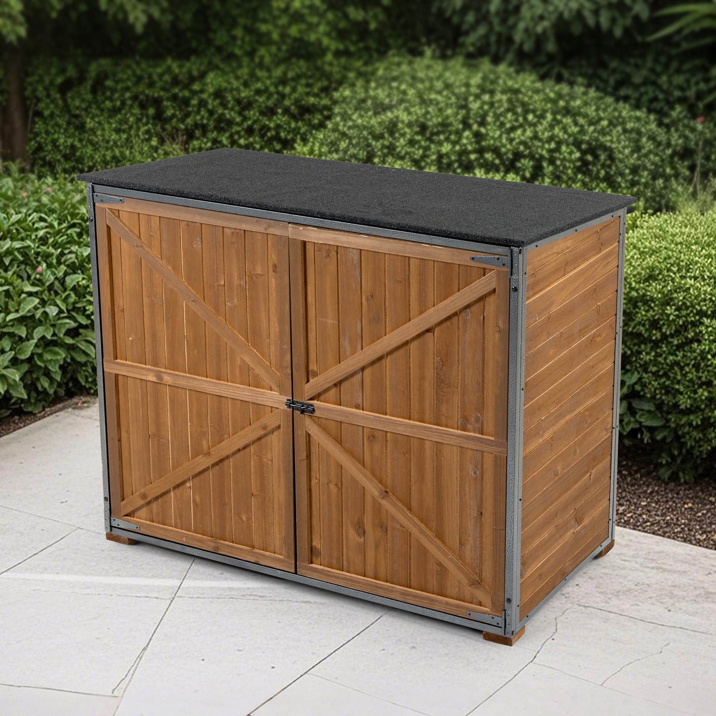 Outdoor Storage Cabinet - 50" Garden Tool Shed with Shelves & Weather-Resistant Frame (Brown)