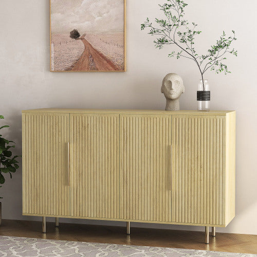 Modern Fluted Sideboard Cabinet - Wood Credenza Buffet with Adjustable Shelves | Mid-Century Storage Console for Living Room, Dining & Entryway