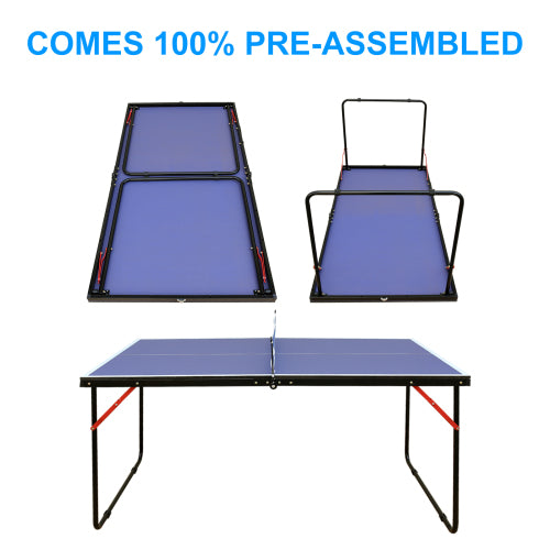 Portable Folding Ping Pong Table Set - Compact Indoor Table Tennis with Net & Paddles