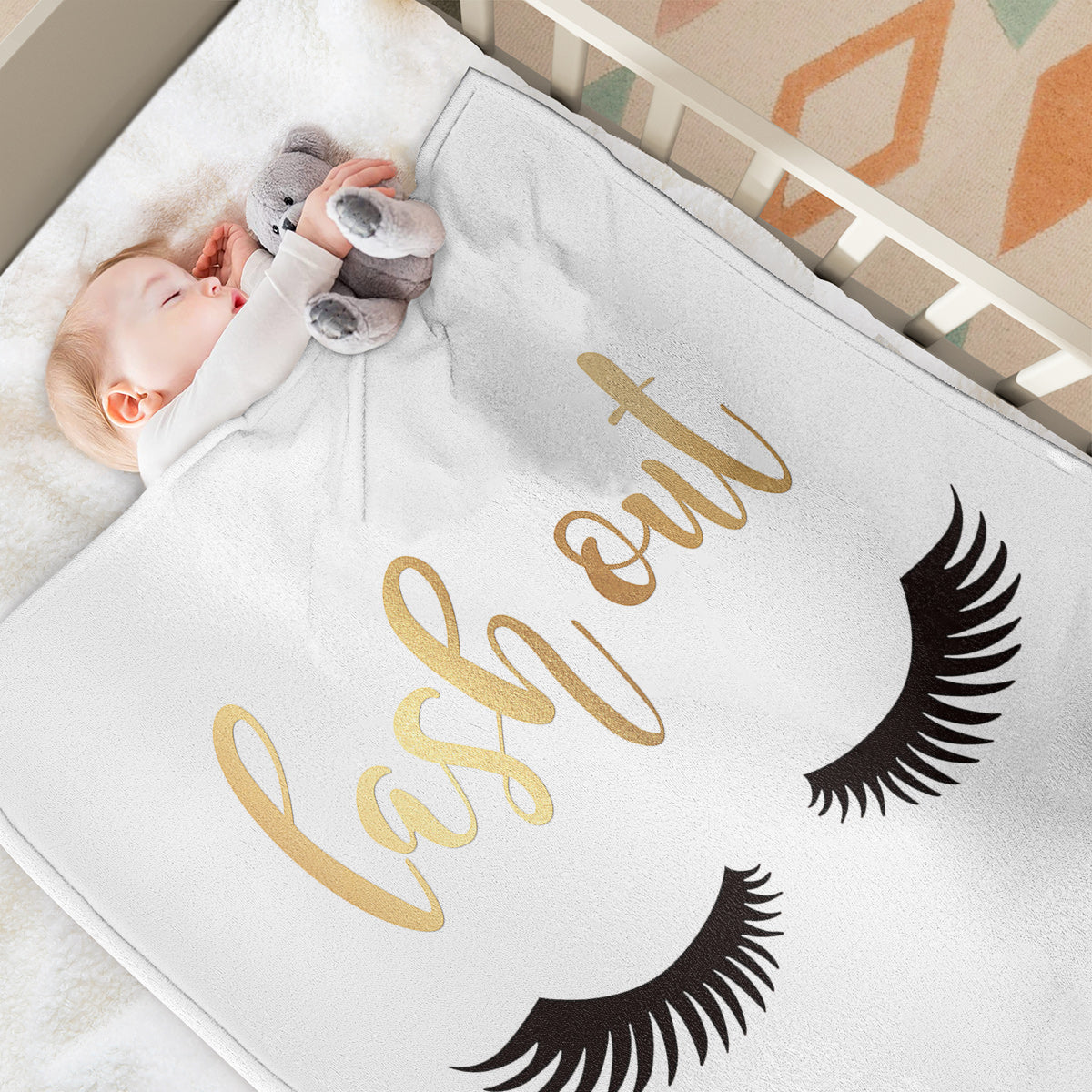 Lash Out Eyelash Sherpa Fleece Blanket - Soft Plush Throw (50x60 or 60x80)