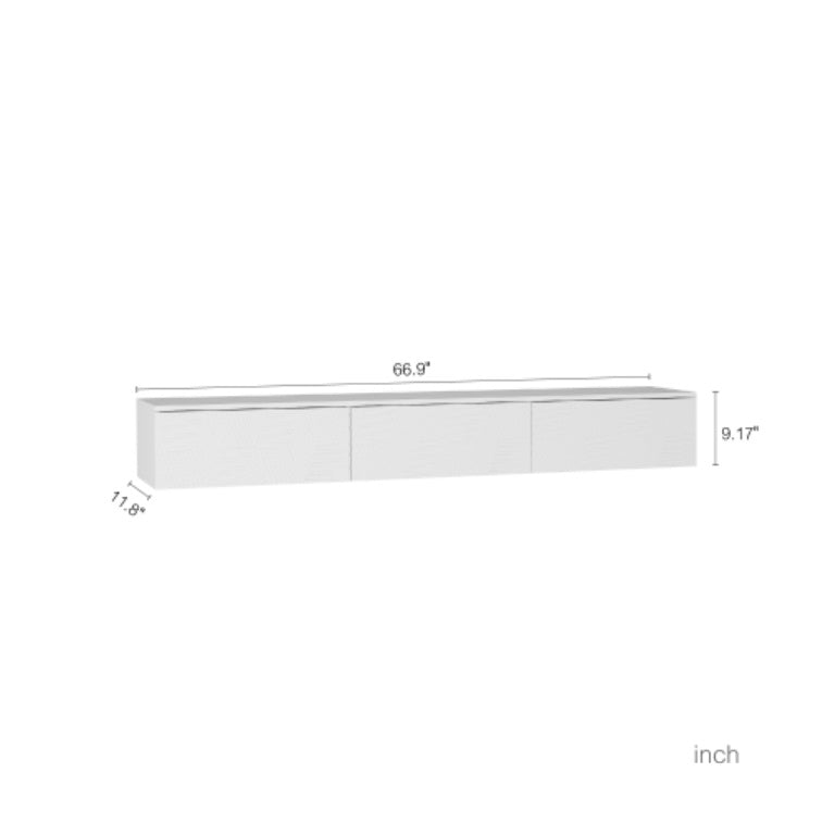 Floating LED TV Stand | 67" Wall Mounted Entertainment Center with Storage & Color Changing Lights (White)