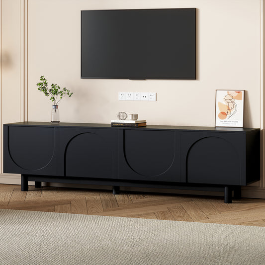 Modern Black TV Stand with Arch Doors - 70.8" Minimalist Entertainment Center for TVs up to 78"