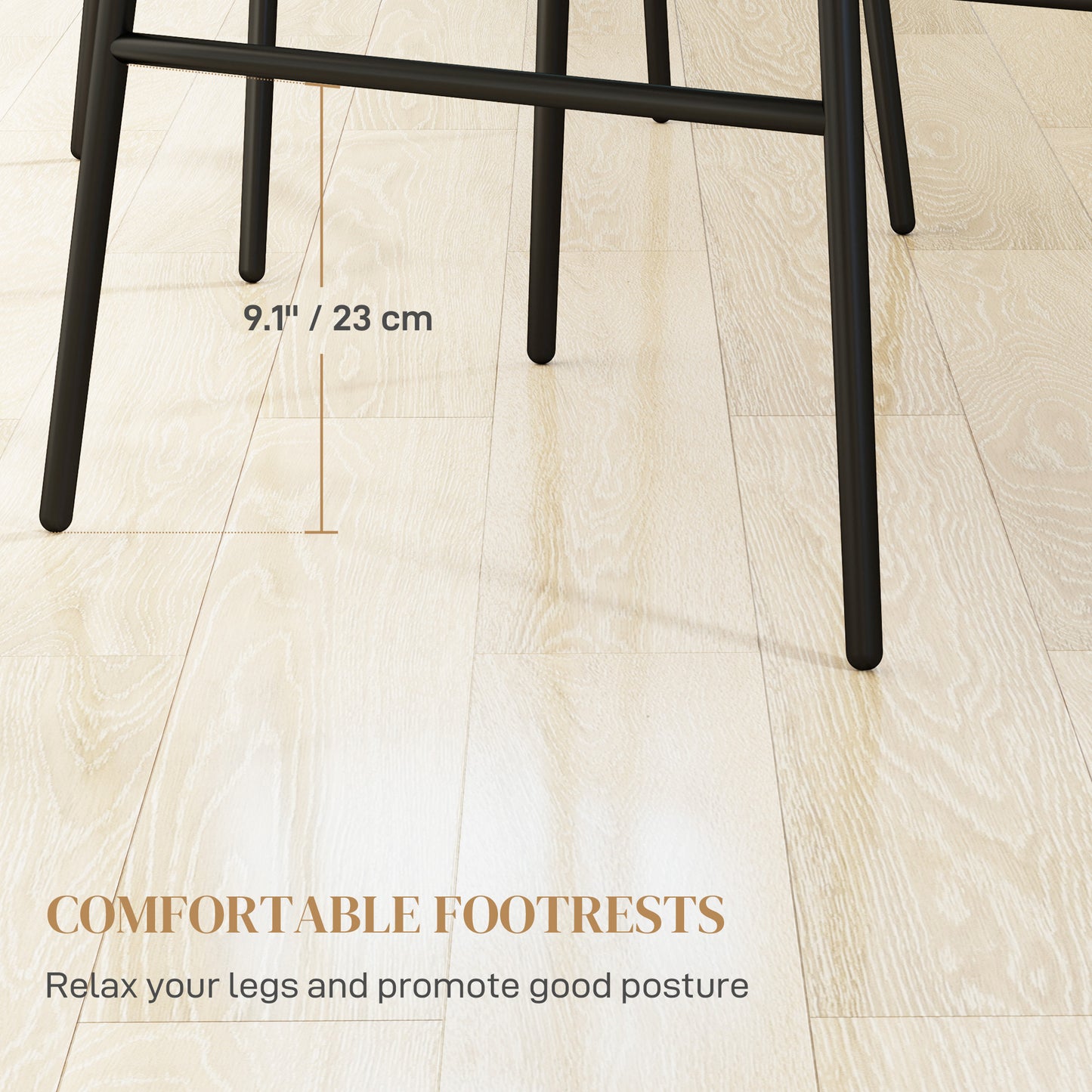 Modern Rattan Counter Stools Set of 2 - 26" Kitchen Island Bar Chairs with Backrest & Metal Frame