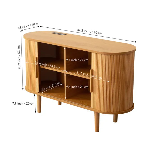 The Tambour Sideboard | MCM Buffet with Integrated Charging Station
