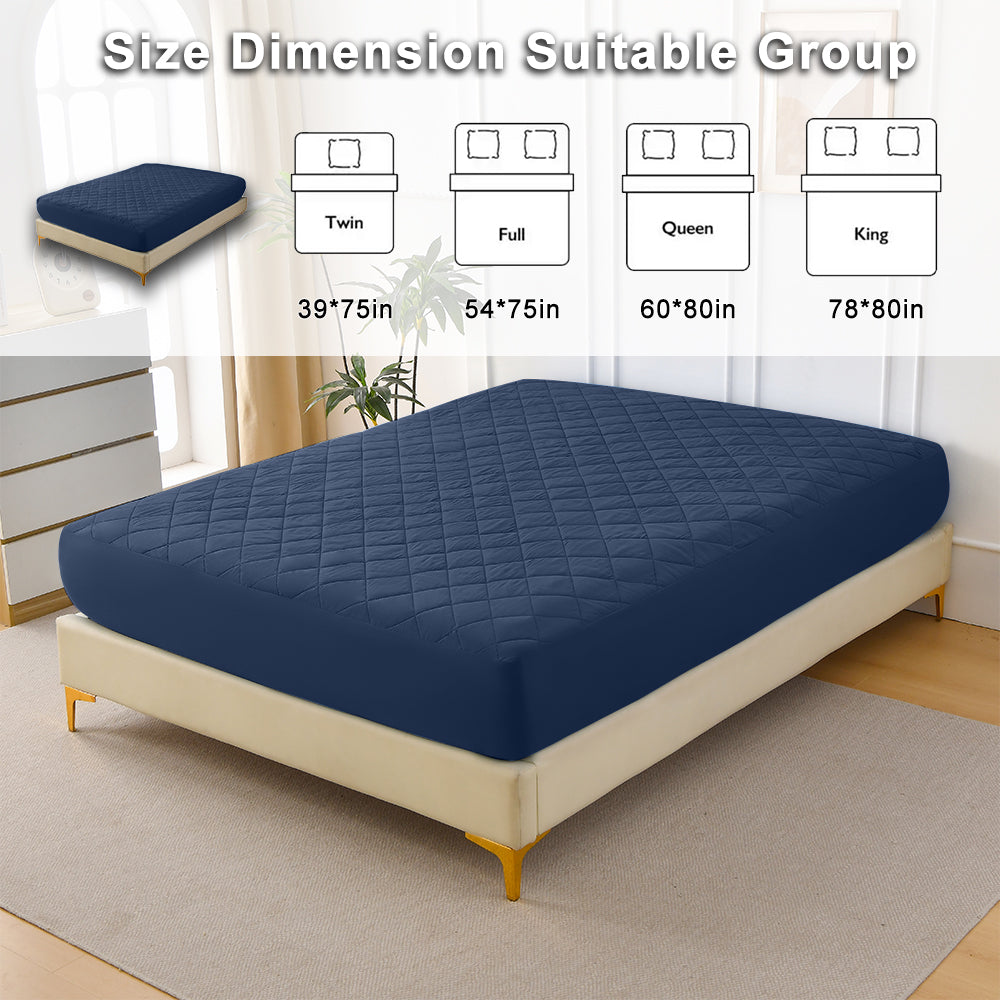 Waterproof Mattress Protector - Quilted Ultrasonic Cover, Twin/Full/Queen/King, Breathable and Machine Washable