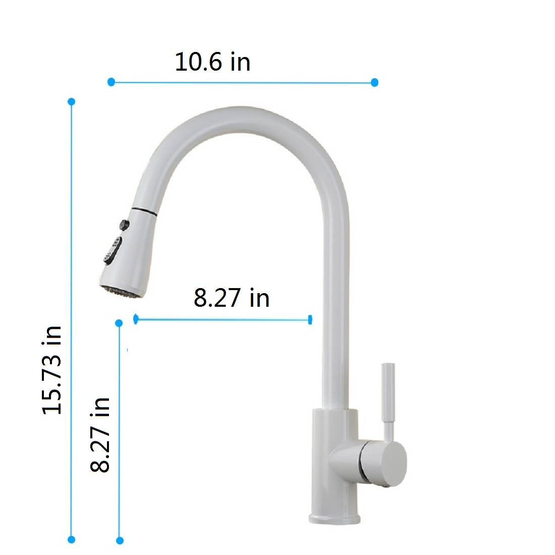 Pull-Down Kitchen Faucet with Sprayer - Single Handle, 3 Spray Modes (White)