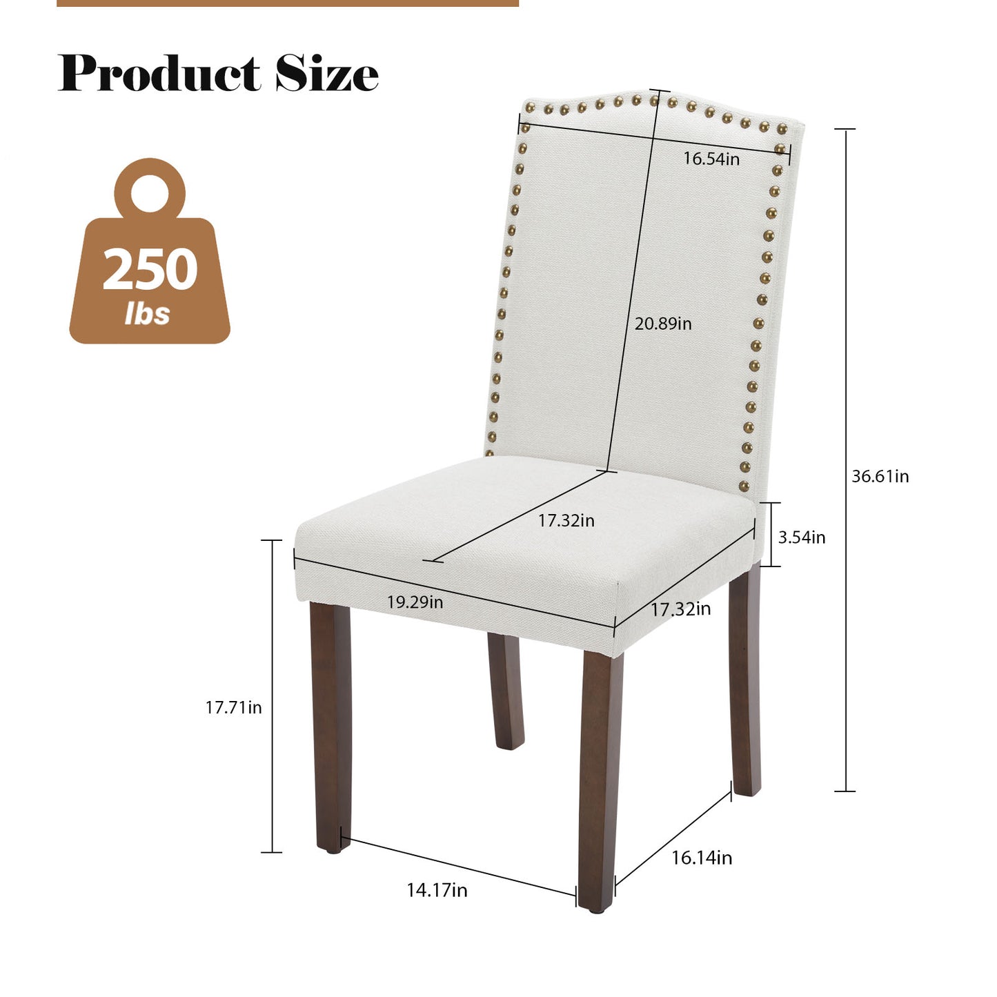 Wildflower Upholstered Dining Chairs (Set of 2) | Modern Linen Fabric with Nailhead Trim & Wood Legs