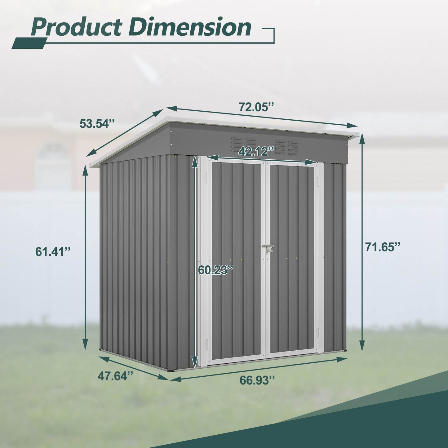 6'x4' Outdoor Metal Storage Shed with Lockable Doors & Floor Frame - Weather-Resistant Garden Tool Shed for Backyard, Patio & Trash Storage