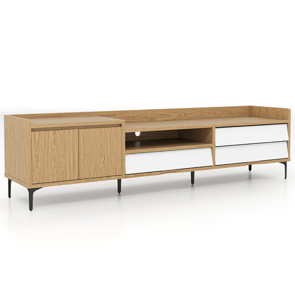 Mid-Century Modern TV Stand for TVs up to 80" - 71" Wood Entertainment Center with Drawers, Cabinet & Open Storage