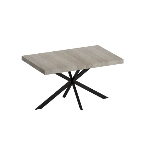 Wildflower Extendable Dining Table with Hidden Storage | Modern Rustic Gray Wood Top & Black Iron Base | Seats 6
