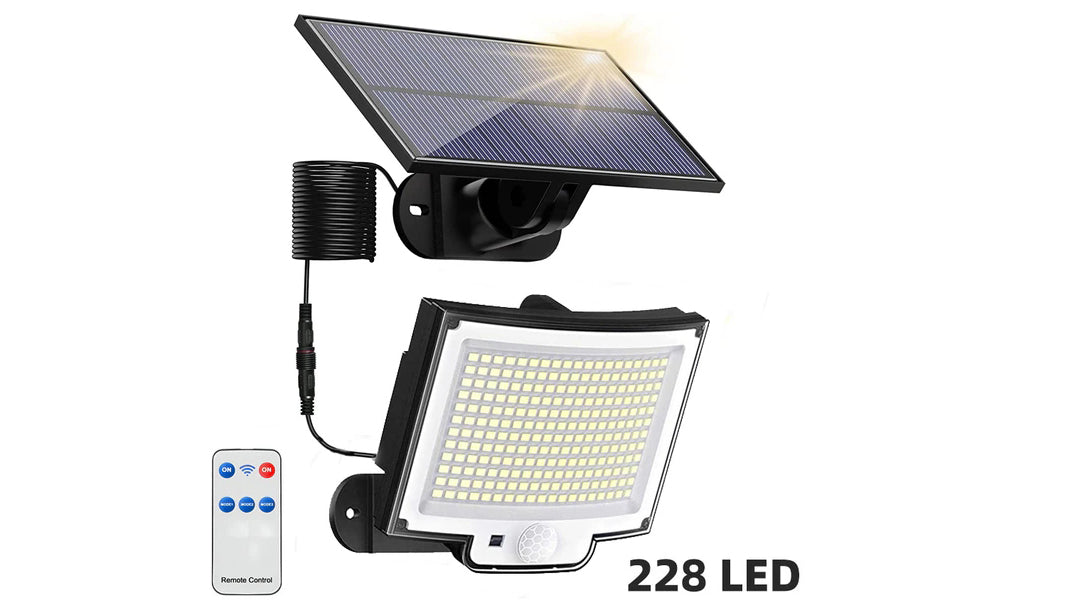 The "Safe-Path" Split-Panel Solar Security Lights | 2-Pack Motion-Sensing 228 LED Floodlights