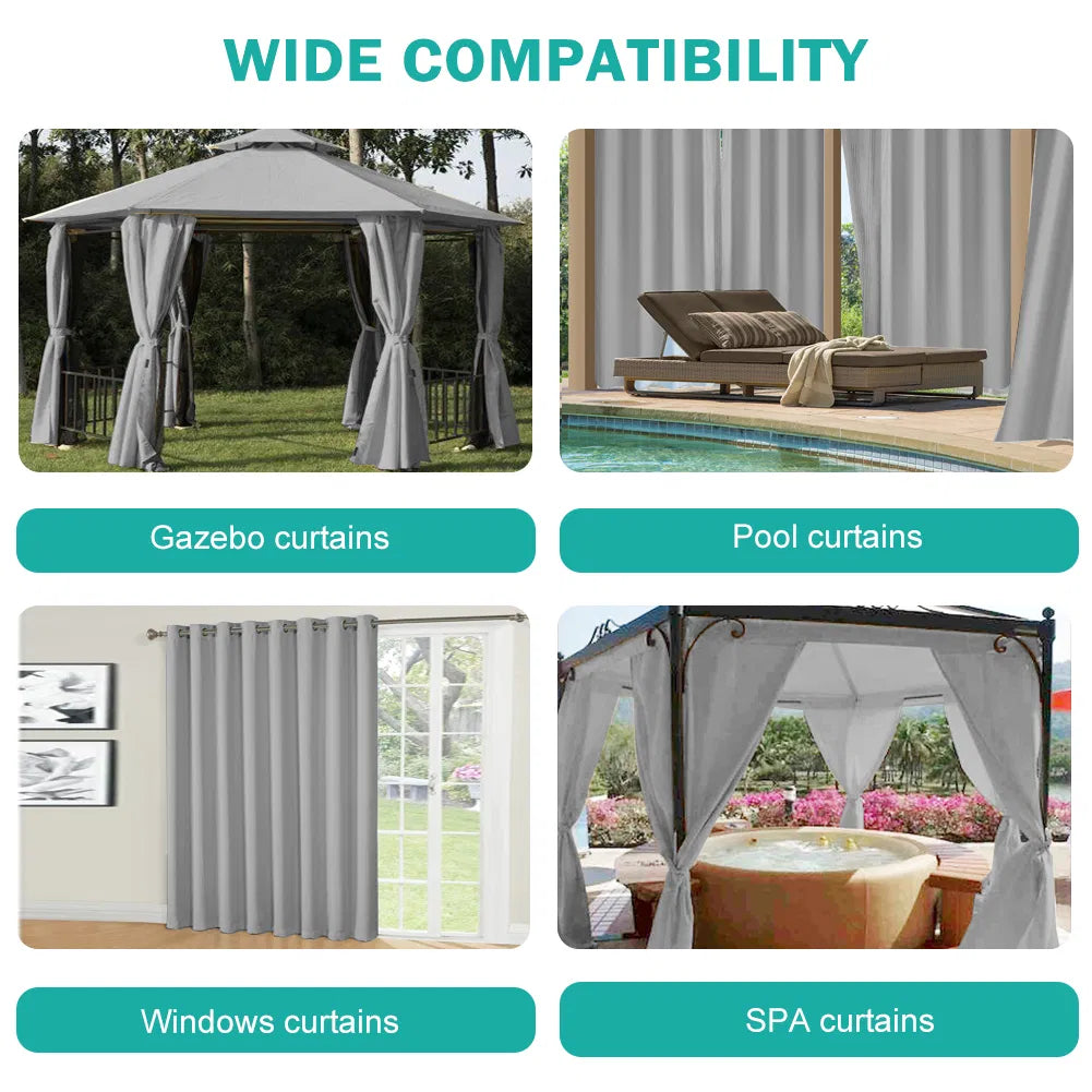 Indoor/Outdoor Blackout Curtain Panel (50" x 84") - Weather-Resistant, Grommet Top - Beige, Light Gray, Dark Gray