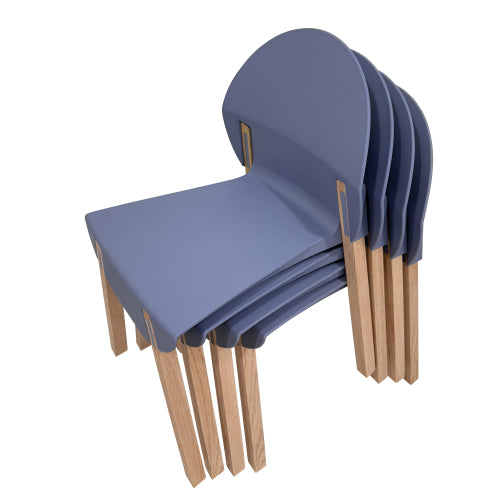 Modern Sculptural Stackable Dining Chairs Set of 4 - Loop Design Polypropylene Chairs with Solid Oak Legs