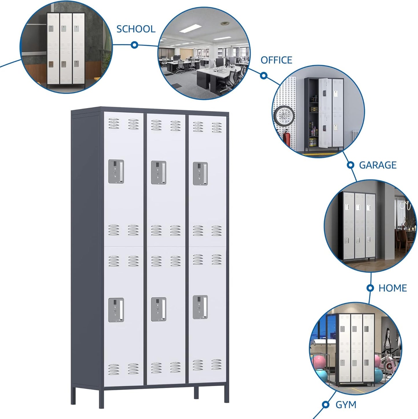 The "Guest-Ready" 6-Door Industrial Locker | Secure Multi-Guest Storage Cabinet