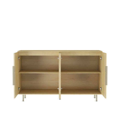 Modern Fluted Sideboard Cabinet - Wood Credenza Buffet with Adjustable Shelves | Mid-Century Storage Console for Living Room, Dining & Entryway
