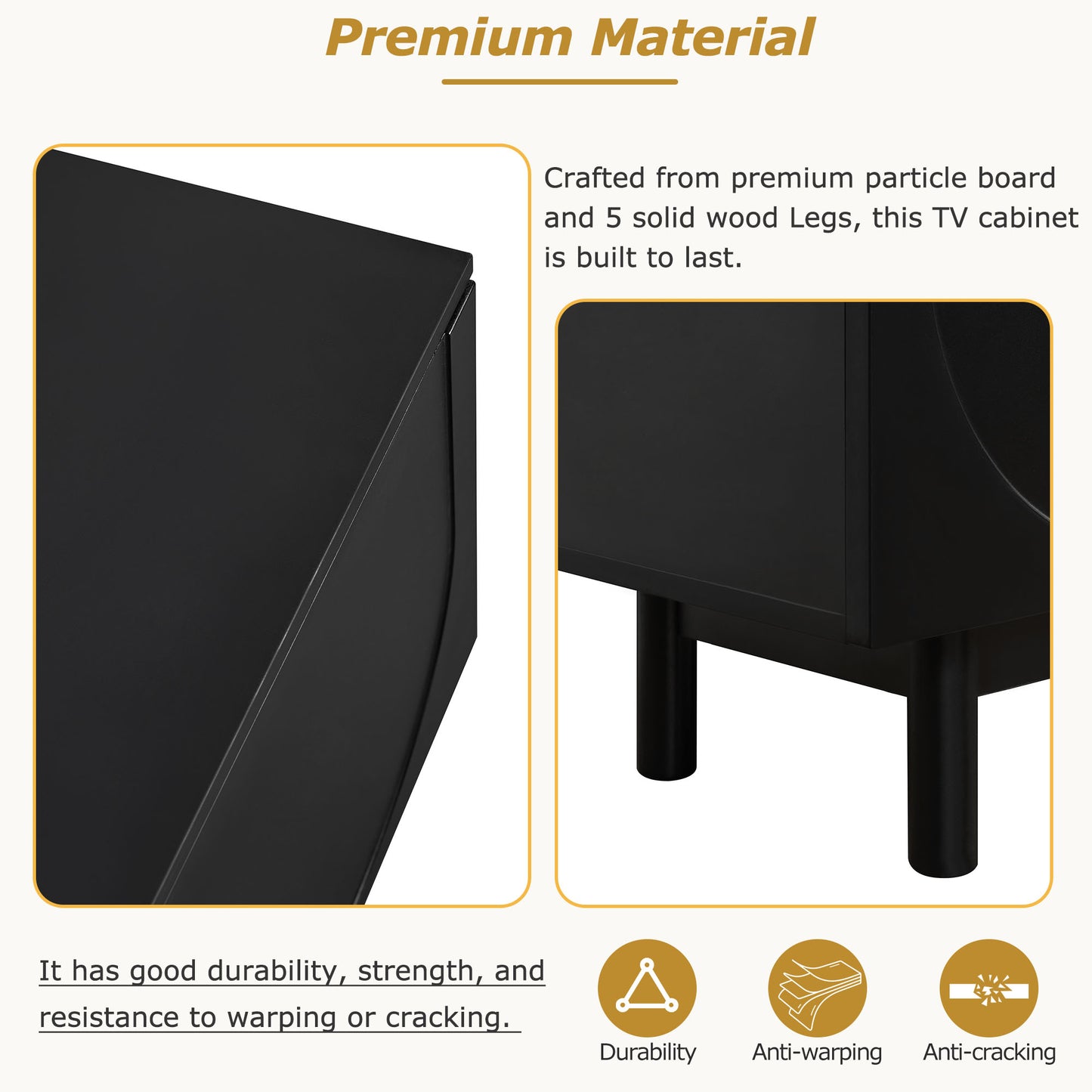 Modern Black TV Stand with Arch Doors - 70.8" Minimalist Entertainment Center for TVs up to 78"