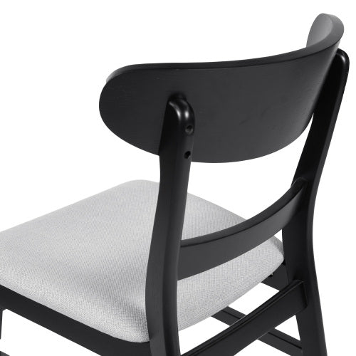 Mid-Century Dining Chairs Set of 2 - Wood Frame with Upholstered Seat (Light Gray)