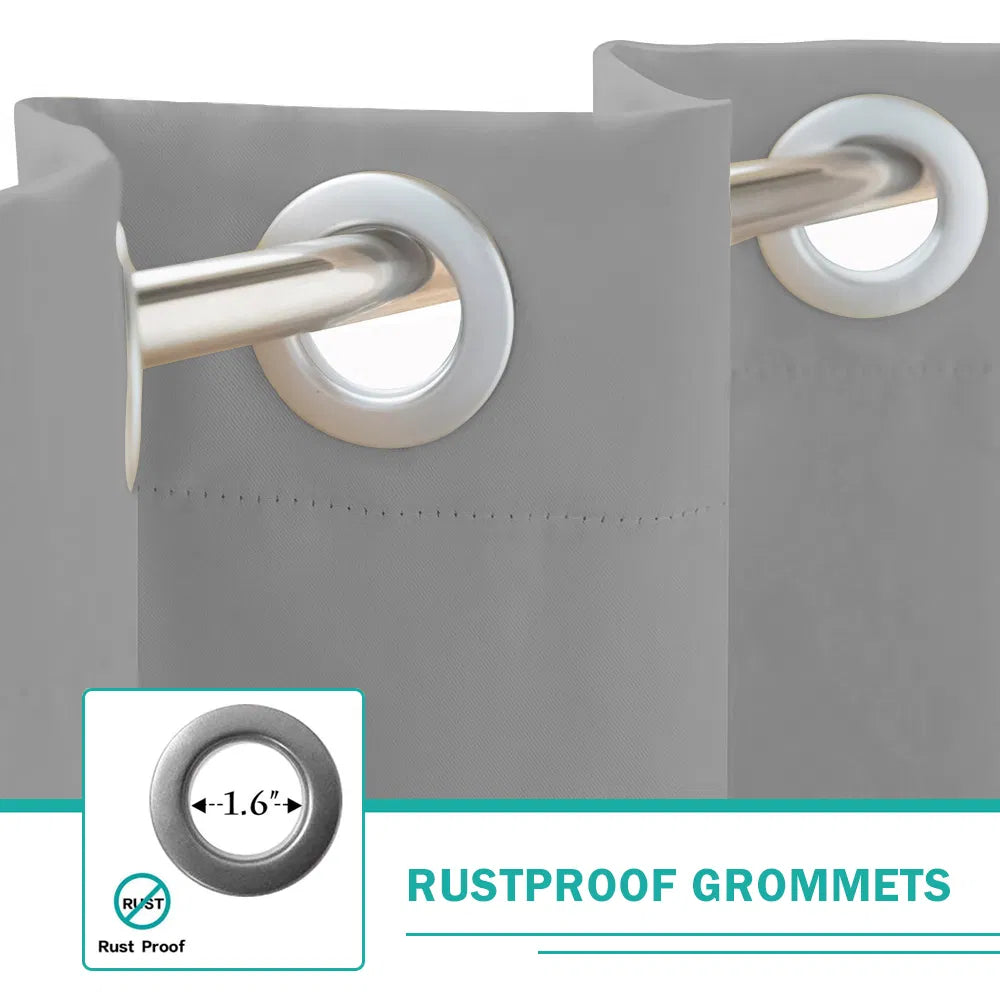Indoor/Outdoor Blackout Curtain Panel (50" x 84") - Weather-Resistant, Grommet Top - Beige, Light Gray, Dark Gray