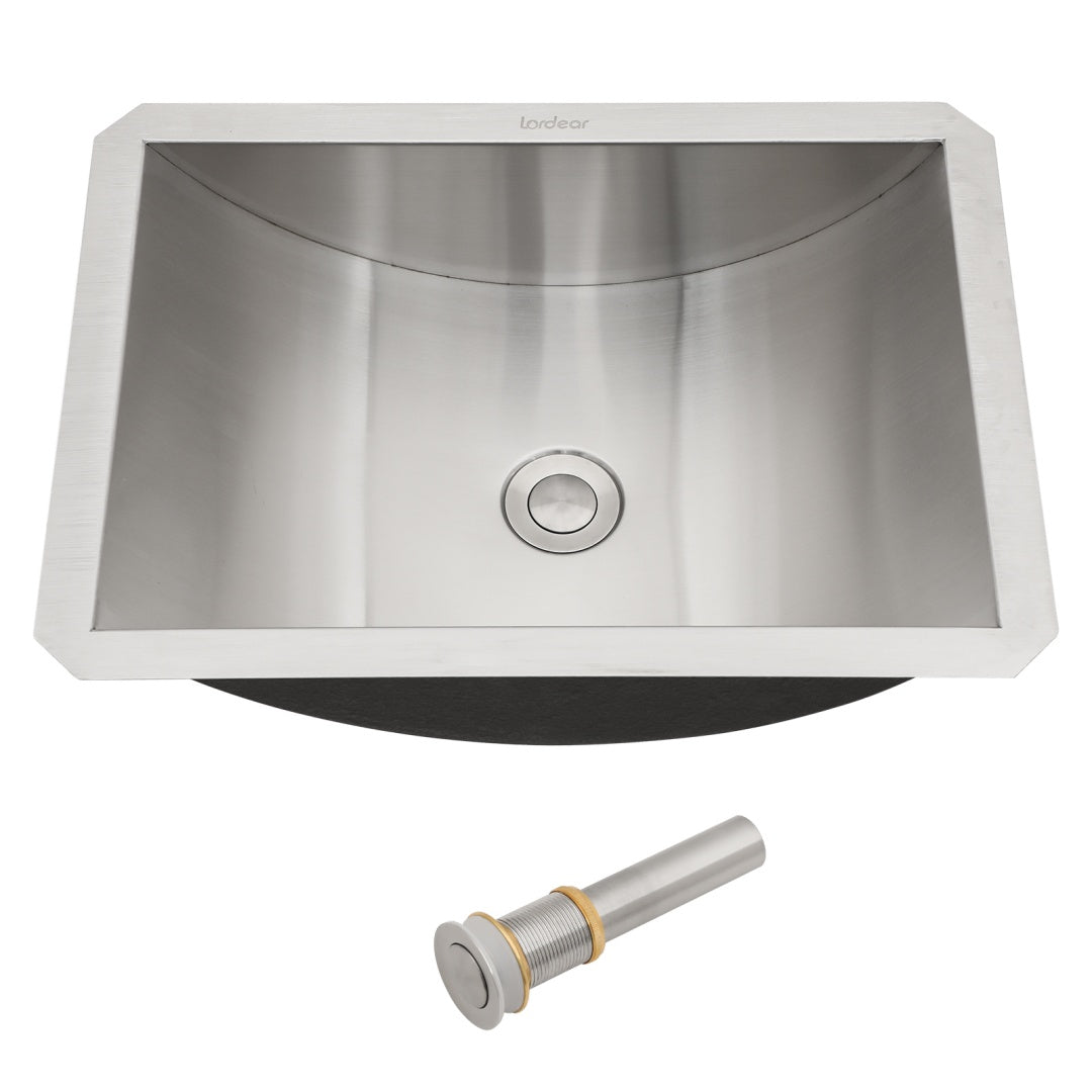 18" Stainless Steel Undermount Bathroom Sink with Pop-Up Drain - Compact, Durable & Easy-Clean