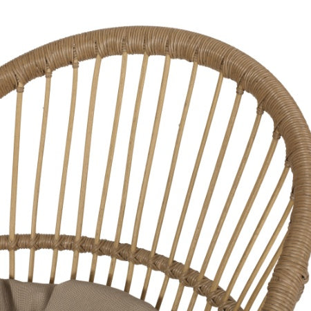 Boho Wicker Patio Chair Set of 2 with Cushions - Indoor/Outdoor Rattan Accent Chairs with Metal Frame, Brown/Beige