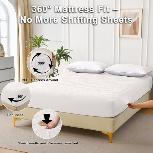 Waterproof Mattress Protector - Quilted Ultrasonic Cover, Twin/Full/Queen/King, Breathable and Machine Washable