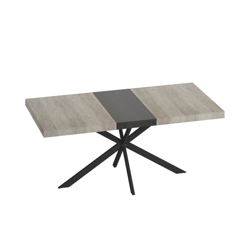 Wildflower Extendable Dining Table with Hidden Storage | Modern Rustic Gray Wood Top & Black Iron Base | Seats 6