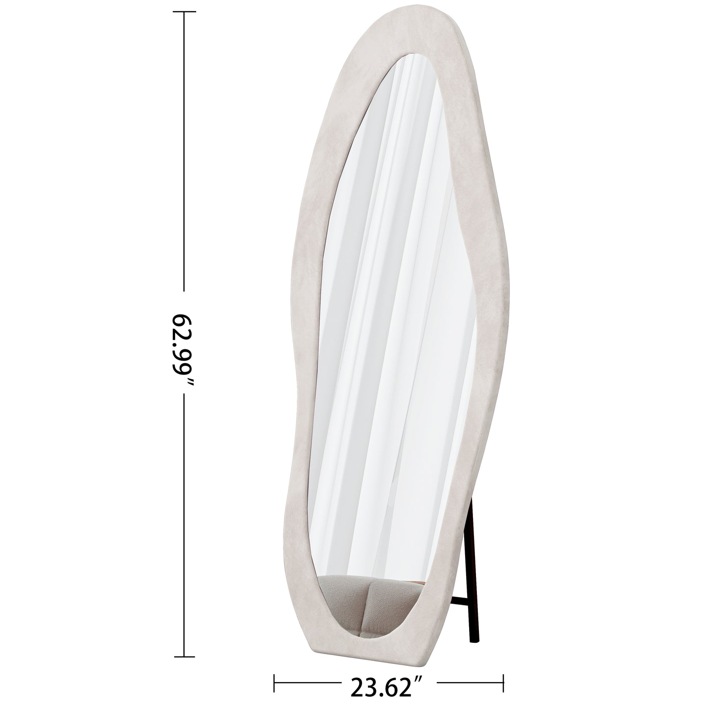 The "Social-Ready" 63" Irregular Wavy Mirror | Flannel-Wrapped Luxury Full-Length Floor & Wall Mirror