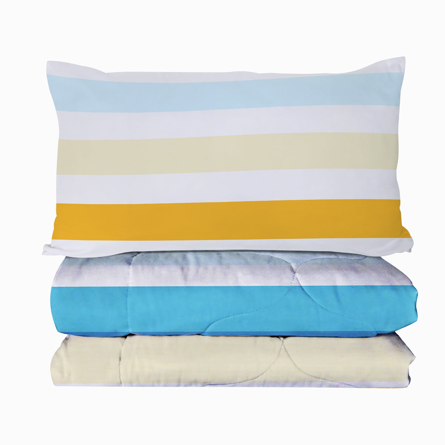 Rainbow Stripe Comforter Set - 3 Piece Queen Bedding Set with Pillowcases (All Season)