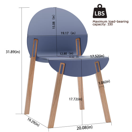 Modern Sculptural Stackable Dining Chairs Set of 4 - Loop Design Polypropylene Chairs with Solid Oak Legs