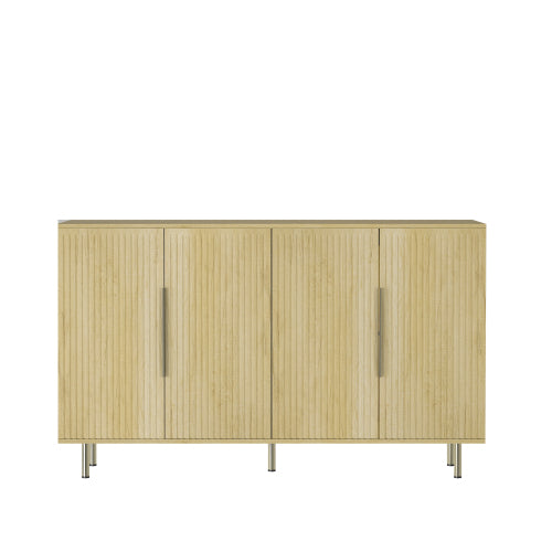 Modern Fluted Sideboard Cabinet - Wood Credenza Buffet with Adjustable Shelves | Mid-Century Storage Console for Living Room, Dining & Entryway