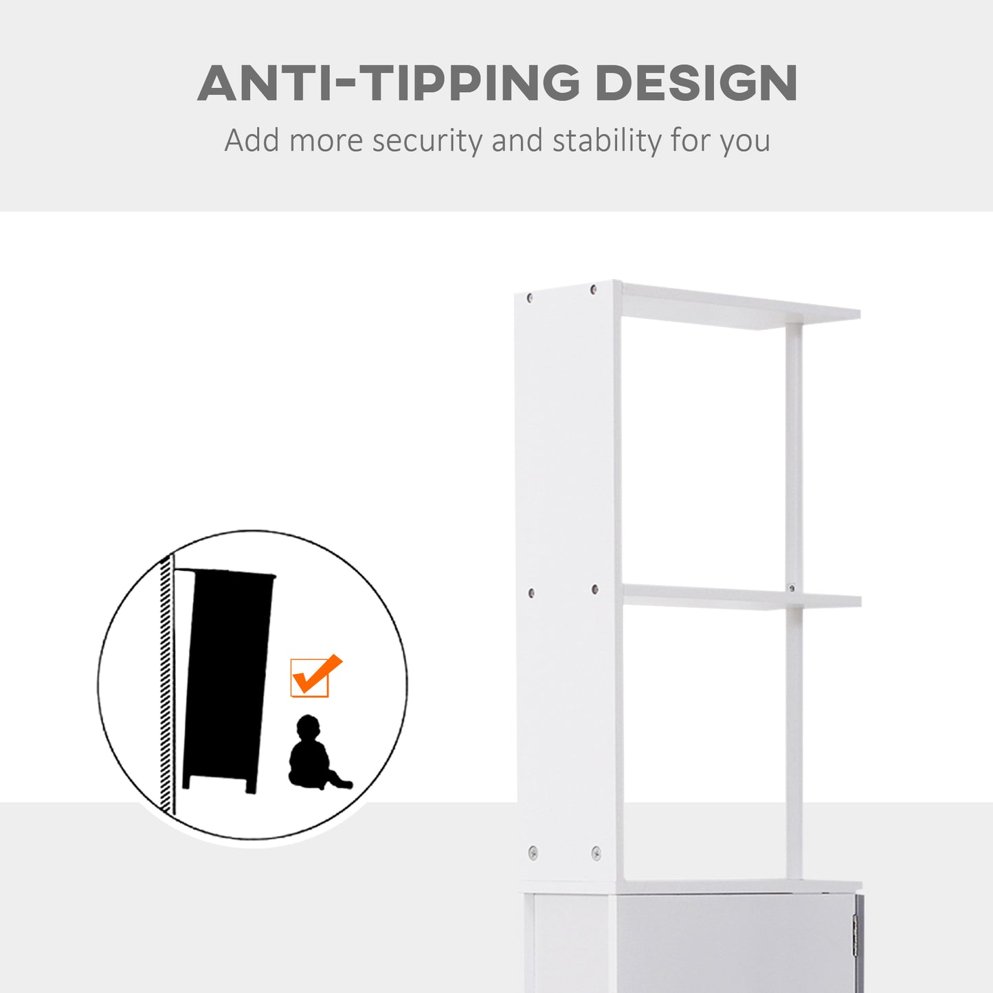 Slim Bathroom Storage Cabinet with Drawers - 55" Tall Narrow Linen Tower with Shelves, Freestanding White Organizer