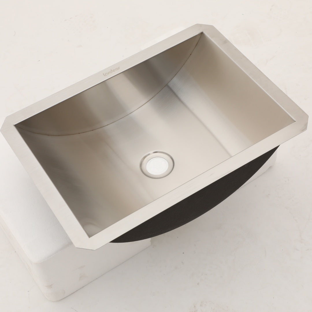 18" Stainless Steel Undermount Bathroom Sink with Pop-Up Drain - Compact, Durable & Easy-Clean