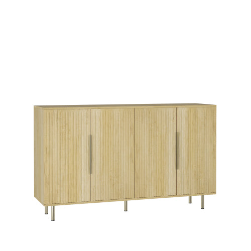 Modern Fluted Sideboard Cabinet - Wood Credenza Buffet with Adjustable Shelves | Mid-Century Storage Console for Living Room, Dining & Entryway